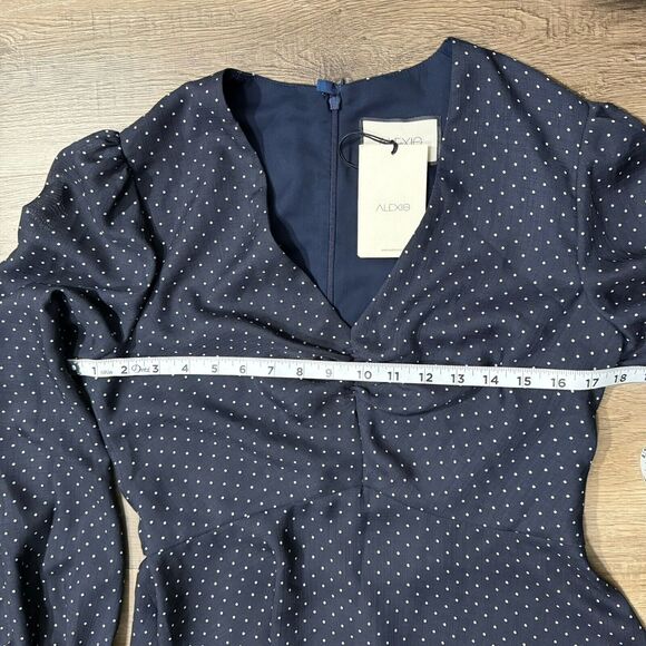 Alexis Avani Polka Dot Peplum Top NEW Size Large Navy $365 - Picture 6 of 10